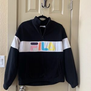 Fila Black and Multicolor Half-Zip Jacket